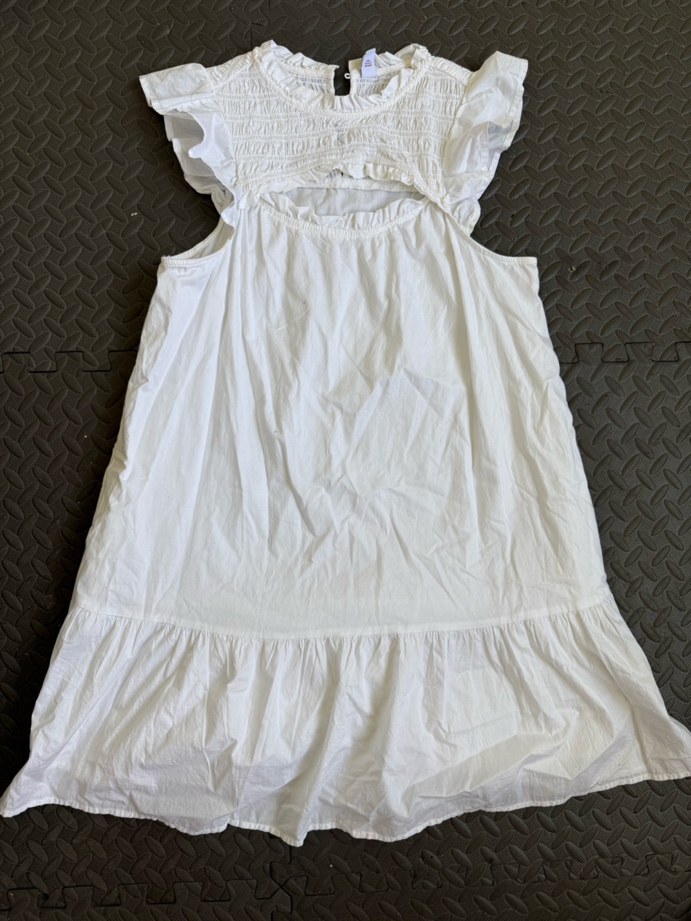 Old Navy White Smocked Ruffle Tank Top